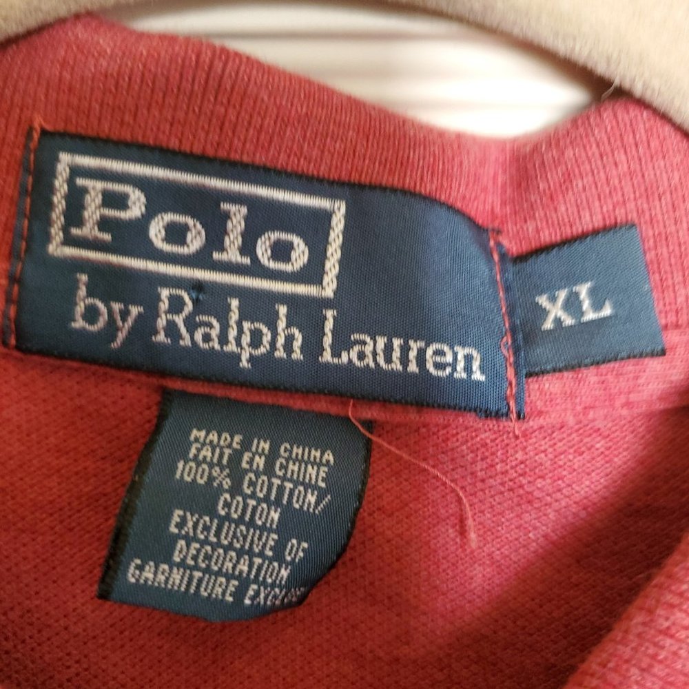 Polo RALPH LAUREN Classic, custom fit, BRICK RED with DARK BLUE Stripes - Picture 4 of 4